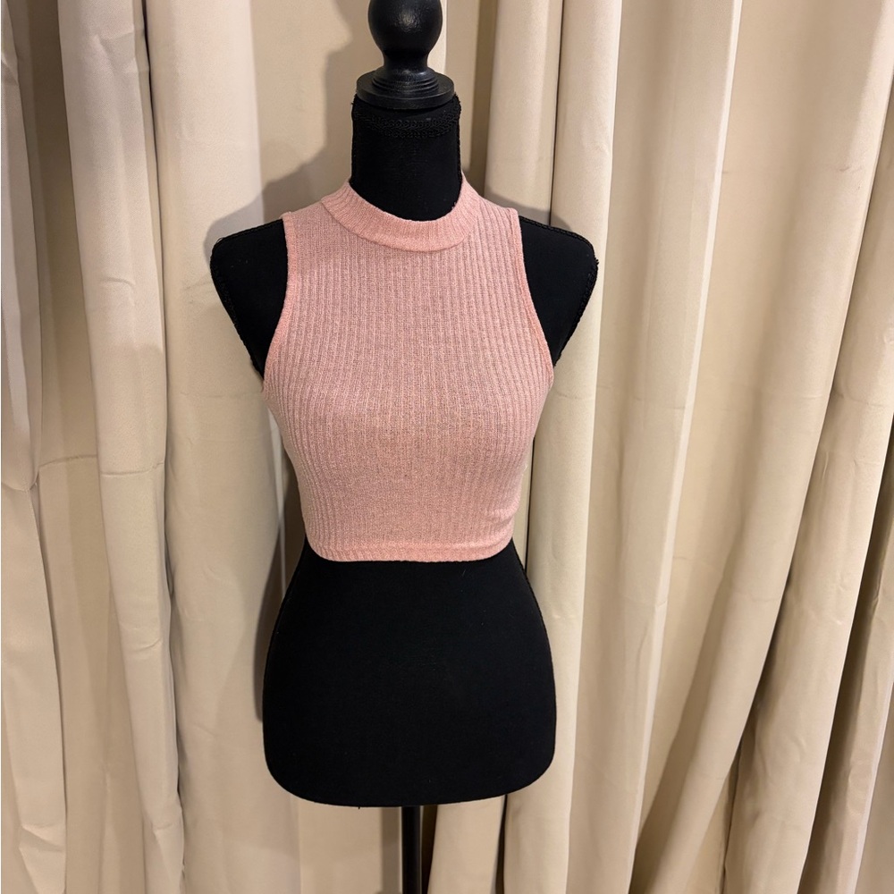 SHEIN Blush Ribbed Sleeveless Crop Top